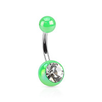 Piercing do pupíku perleťové kuličky se zirkonem - PDP335 Piercing do pupíku perleťové kuličky se zirkonem - PDP335