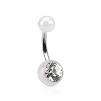 Piercing do pupíku perleťové kuličky se zirkonem - PDP335 Piercing do pupíku perleťové kuličky se zirkonem - PDP335