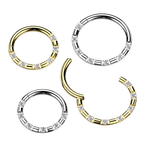 Piercing segment otevírací s kamínky - N089