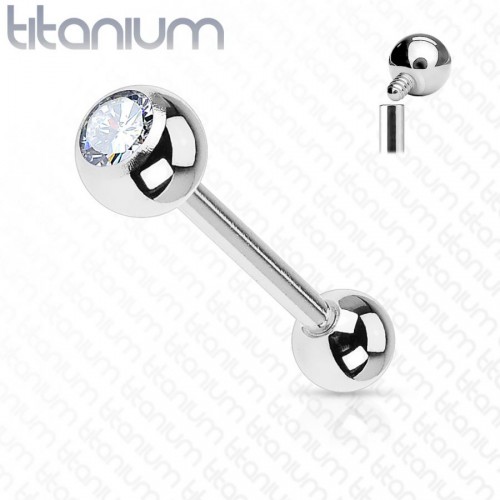 Titanový piercing do jazyku s kamínkem - JK065