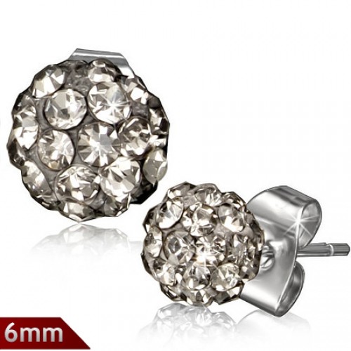 Náušnice šedé zirkony 6 mm - XRY287
