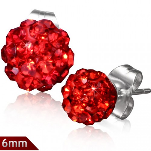 Náušnice červené zirkony 6 mm - XRY297