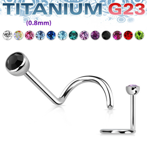Titanový piercing do nosu s kamínkem - N094
