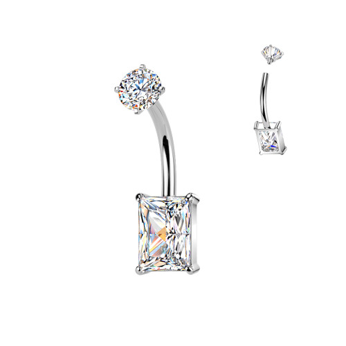 Piercing do pupíku - obdelníkový zirkon - PDP400