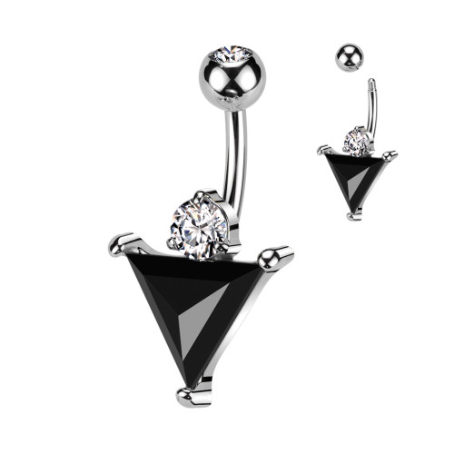 Piercing do pupíku - černý trojúhelník - PDP387