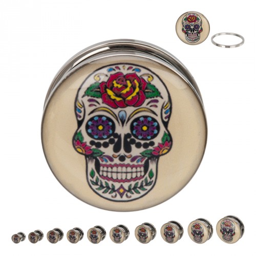 Ocelový šroubovací plug skull PG102